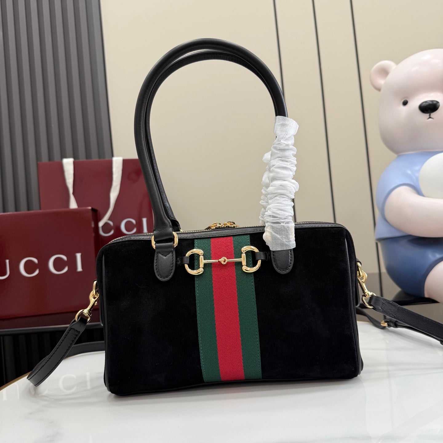 Gucci 2026 Borsetto Boston Bag Suede Leather