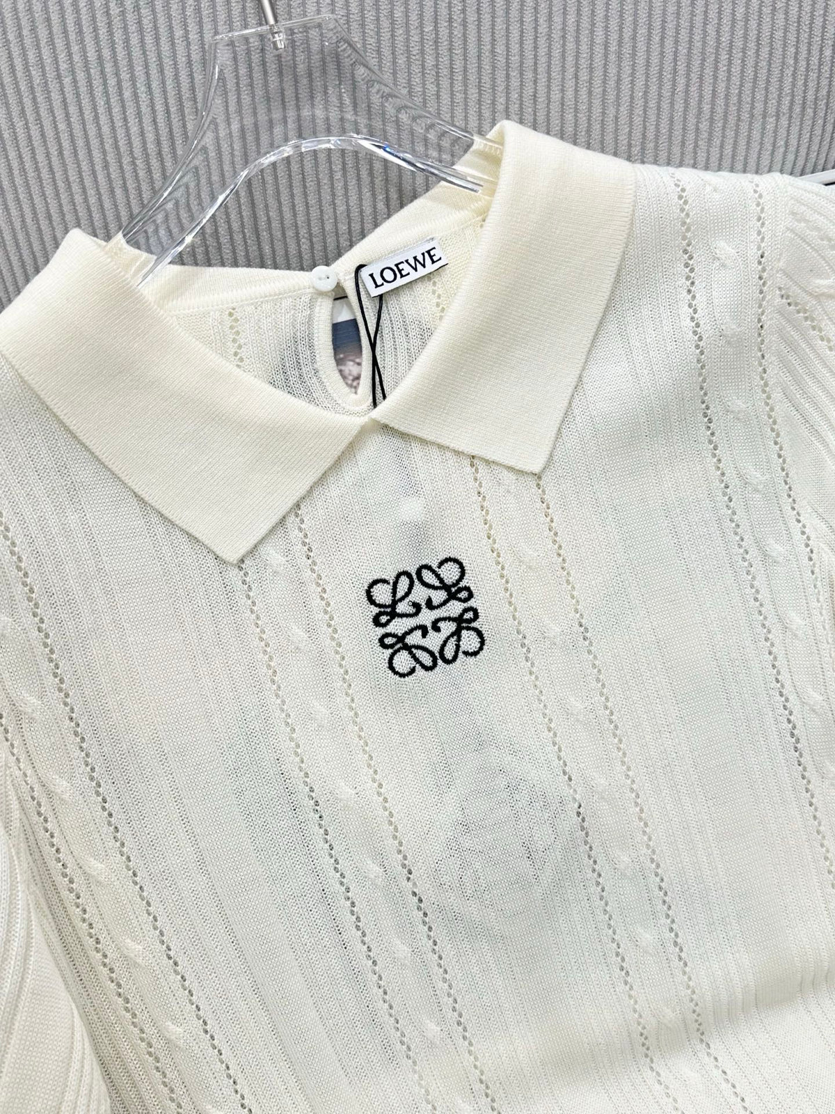 Loewe 26s Short-Sleeve Top Cream Wool 415502