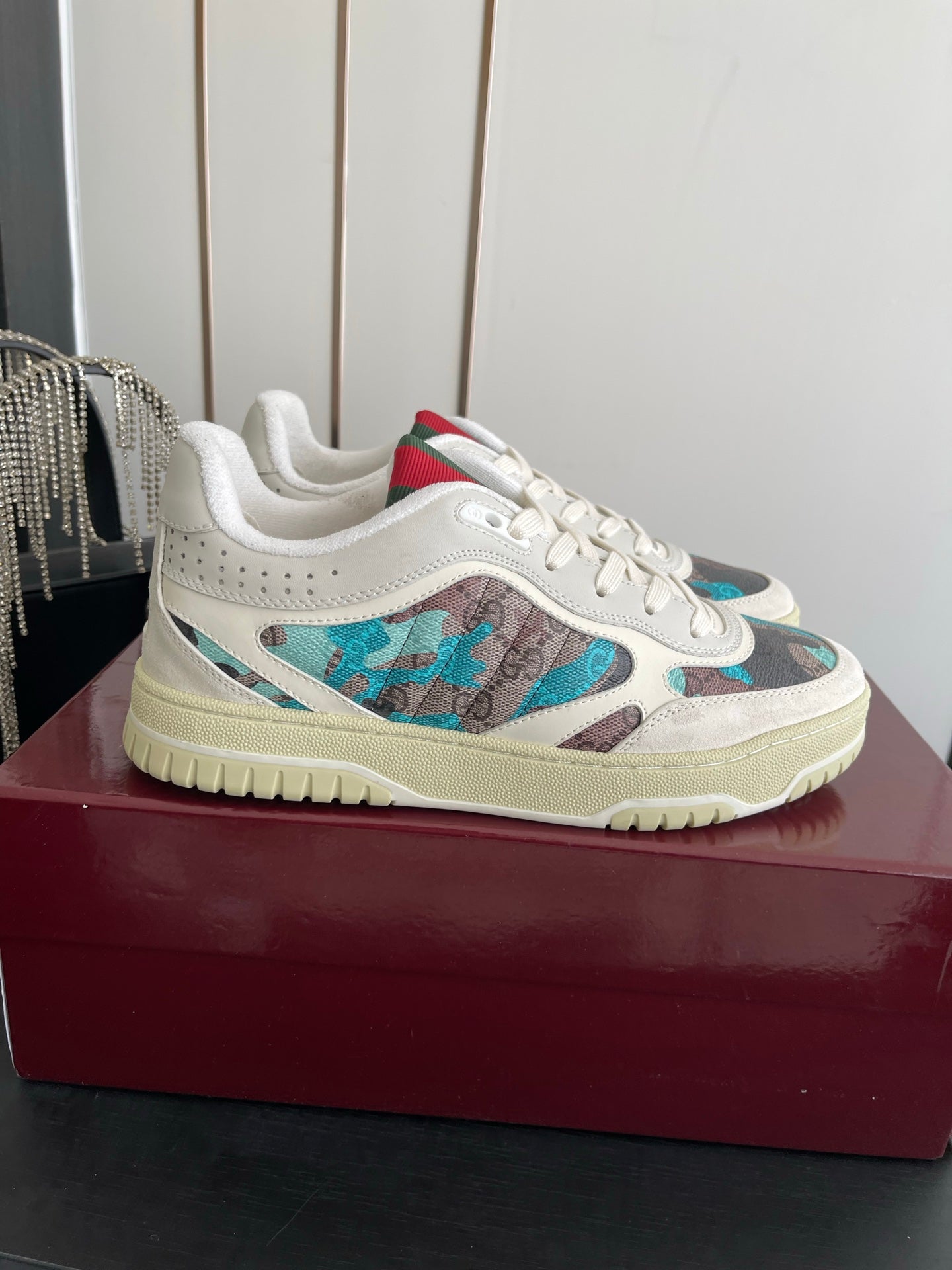 GG 26 Couple Sneakers White Gray Blue Cowhide 631674
