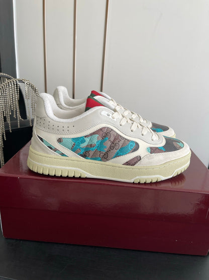 GG 26 Couple Sneakers White Gray Blue Cowhide 631674