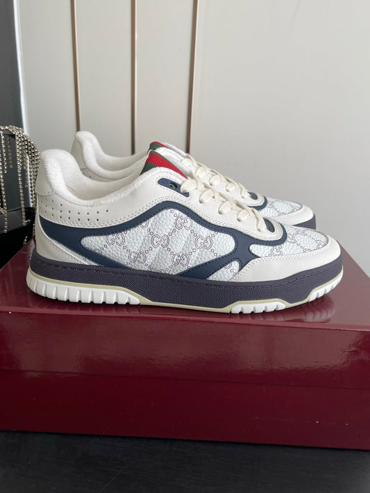GG 26 Couple Sneakers White Navy  Blue Cowhide 631675