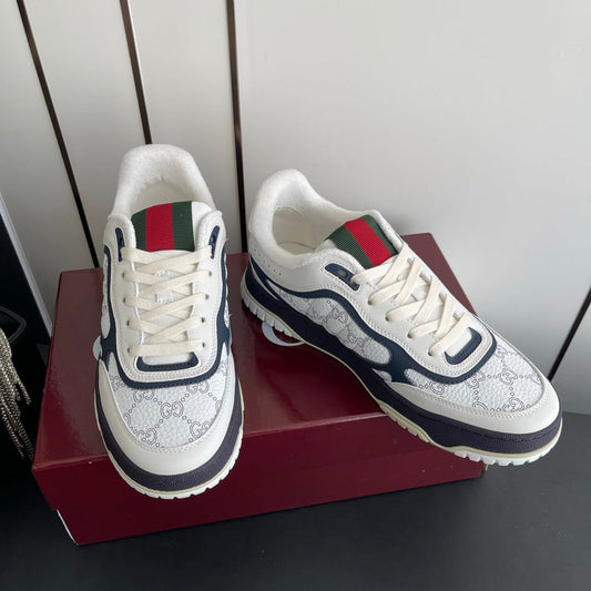 GG 26 Couple Sneakers White Navy  Blue Cowhide 631675