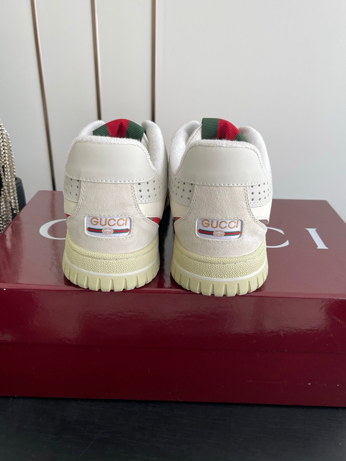 GG 26 Couple Sneakers White Pink Gray Cowhide 631679