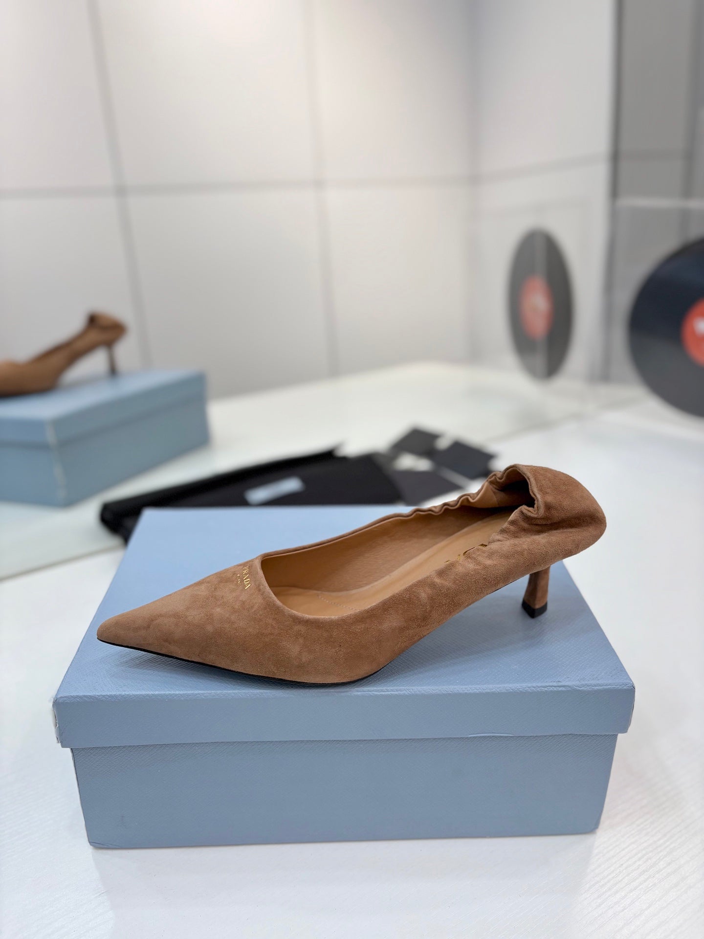 PRA 26S Pointed Toe High Heels 55 Brown Suede 627127
