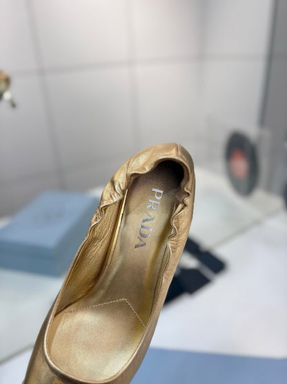 PRA 26S Pointed Toe High Heels 55 Metallic Gold Suede 627128