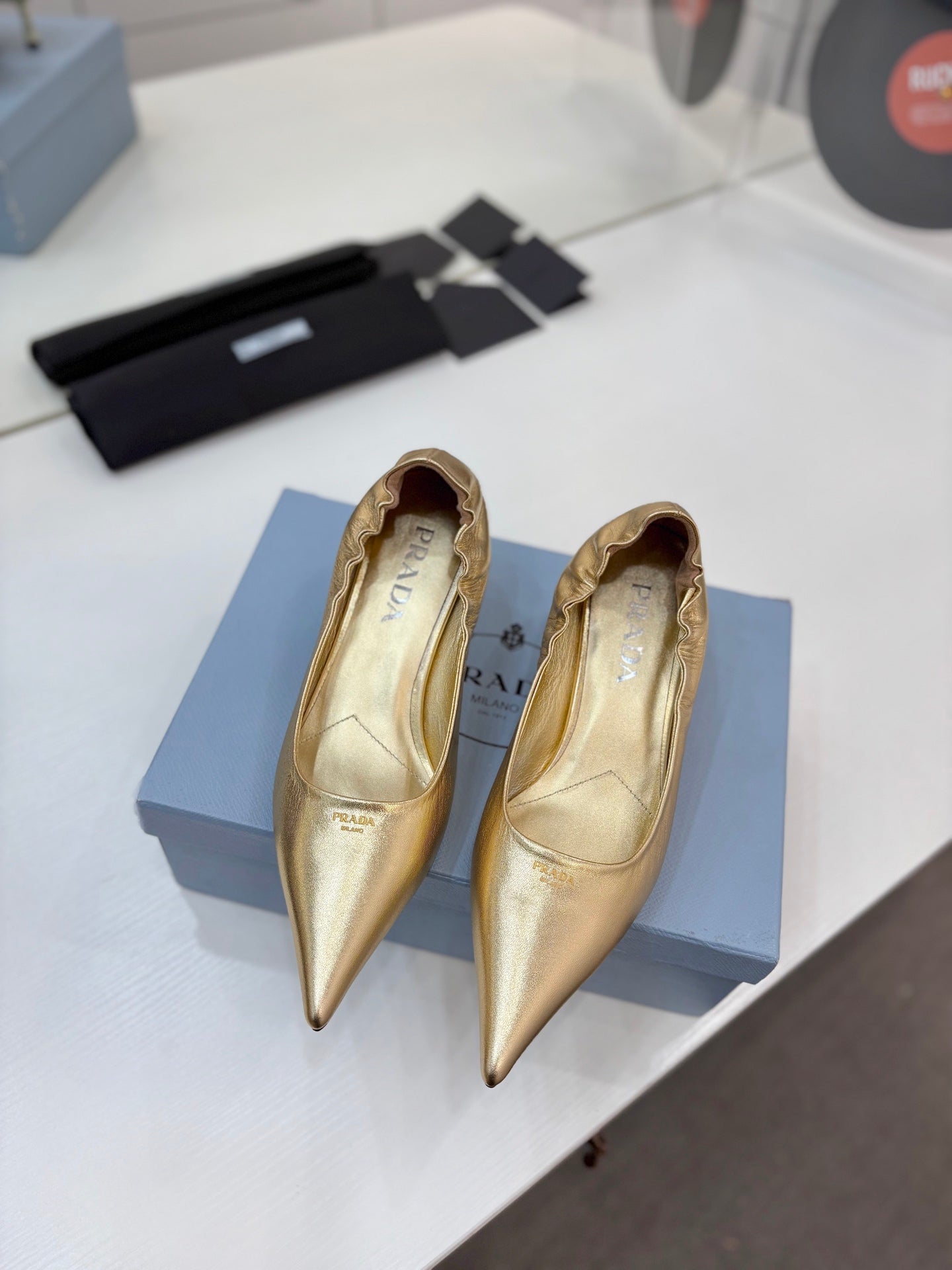 PRA 26S Pointed Toe High Heels 55 Metallic Gold Suede 627128
