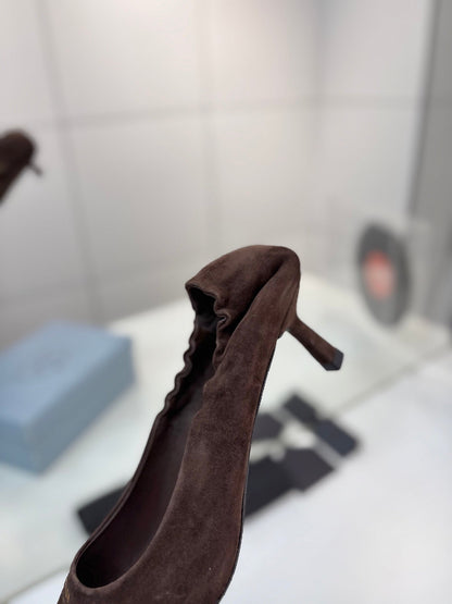 PRA 26S Pointed Toe High Heels 55 Dark Brown Suede 627129
