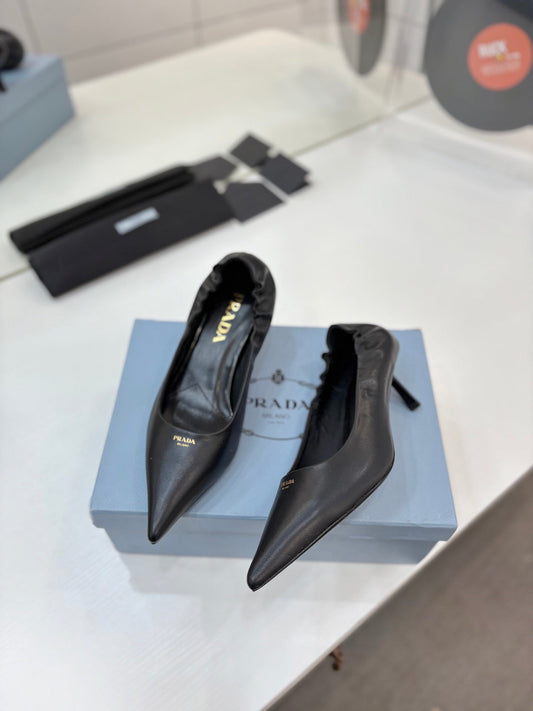 PRA 26S Pointed Toe High Heels 55 Black Cowhide 627130