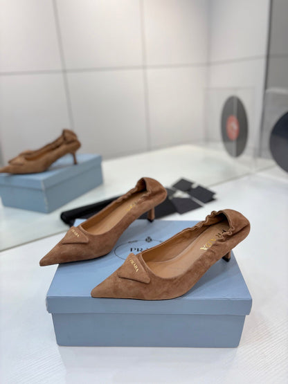 PRA 26S Pointed Toe High Heels 55 Brown Suede 627133