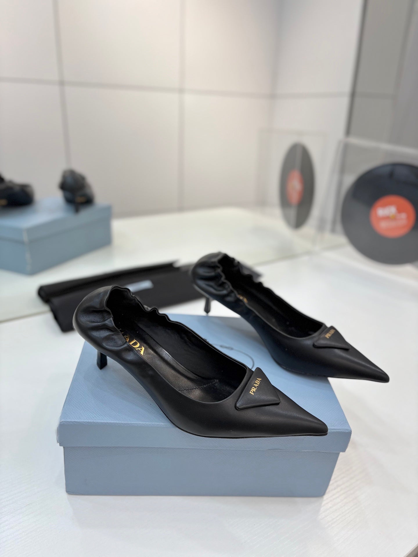 PRA 26S Pointed Toe High Heels 55 Black Cowhide 627135