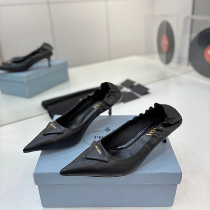 PRA 26S Pointed Toe High Heels 55 Black Cowhide 627135