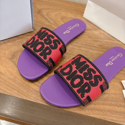 CD 26 Flat Sandals Purple Pink Canvas Cowhide 685063