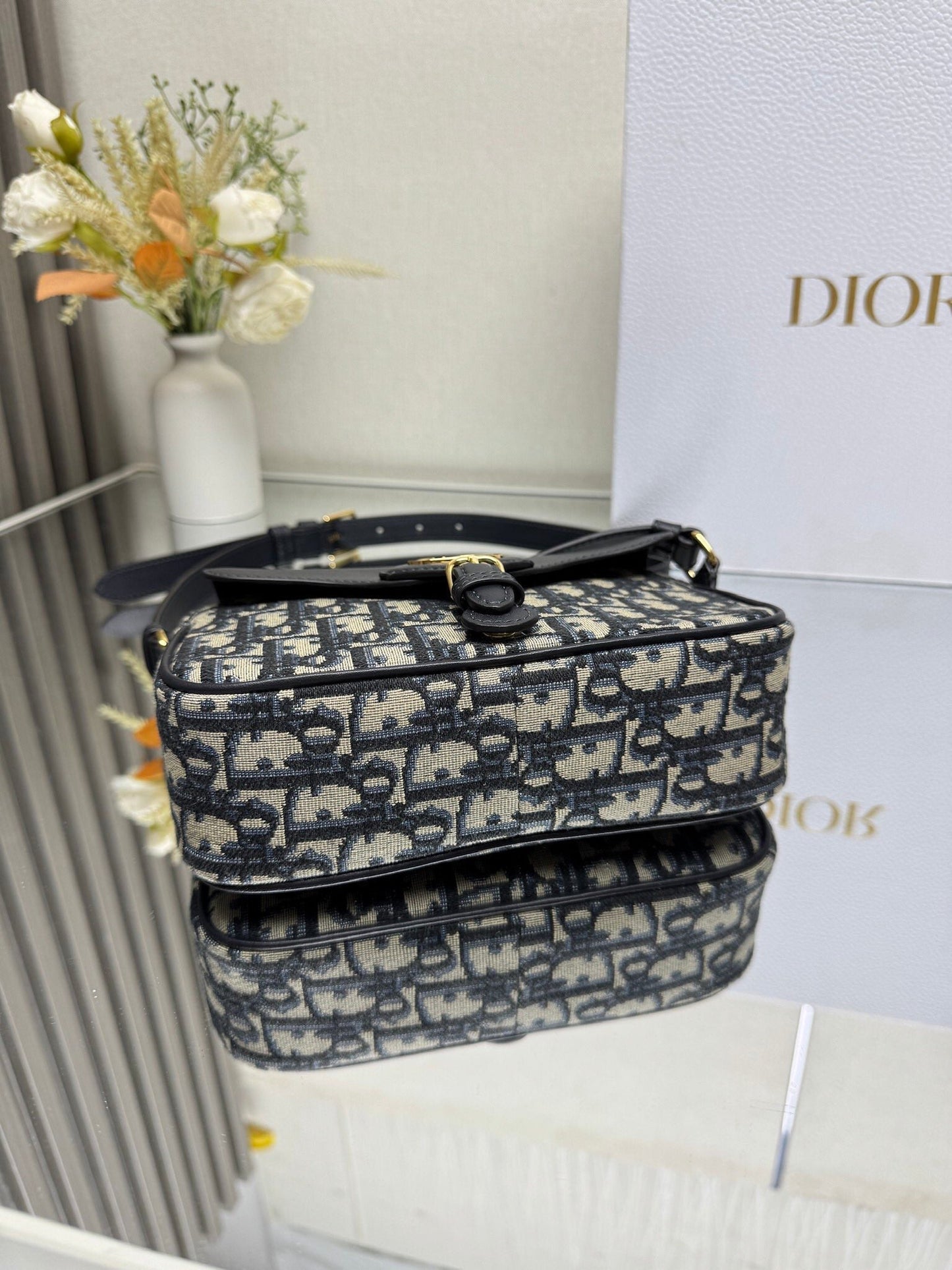 Dior 2026 Bobbi Bag 20cm Blue Fabric Leather