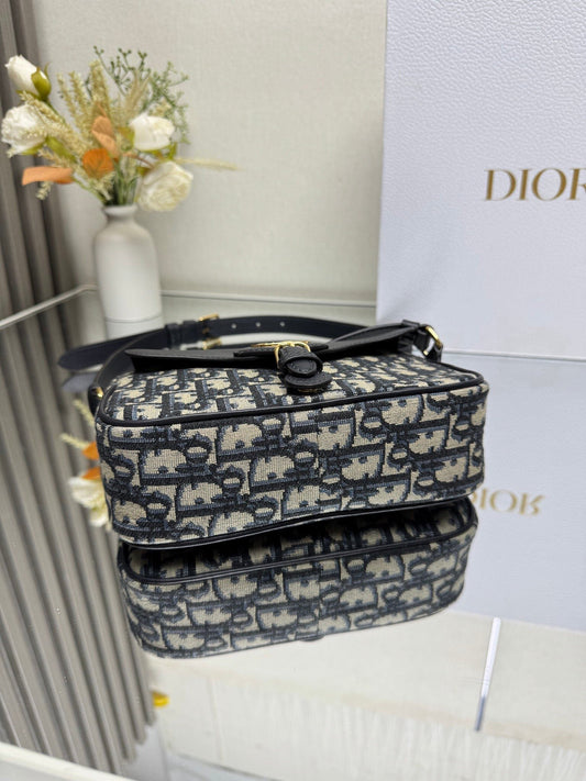 Dior 2026 Bobbi Bag 20cm Blue Fabric Leather