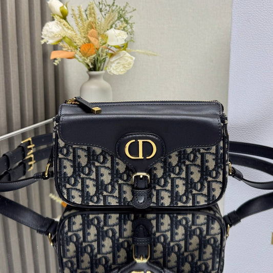Dior 2026 Bobbi Bag 20cm Blue Fabric Leather
