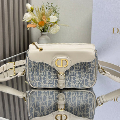 Dior 2026 Bobbi Bag 20cm Blue White  Fabric Leather 345613