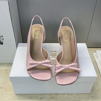 Dior 2026 Bow Heeled Slingback Sandal 85mm Soupir Pink Lambskin 607567