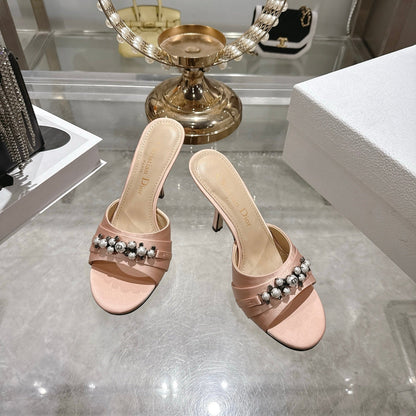 CD 26 High-Heeled Mules 85mm Pearl Light Pink Leather 592248