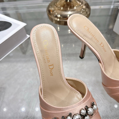 CD 26 High-Heeled Mules 85mm Pearl Light Pink Leather 592248