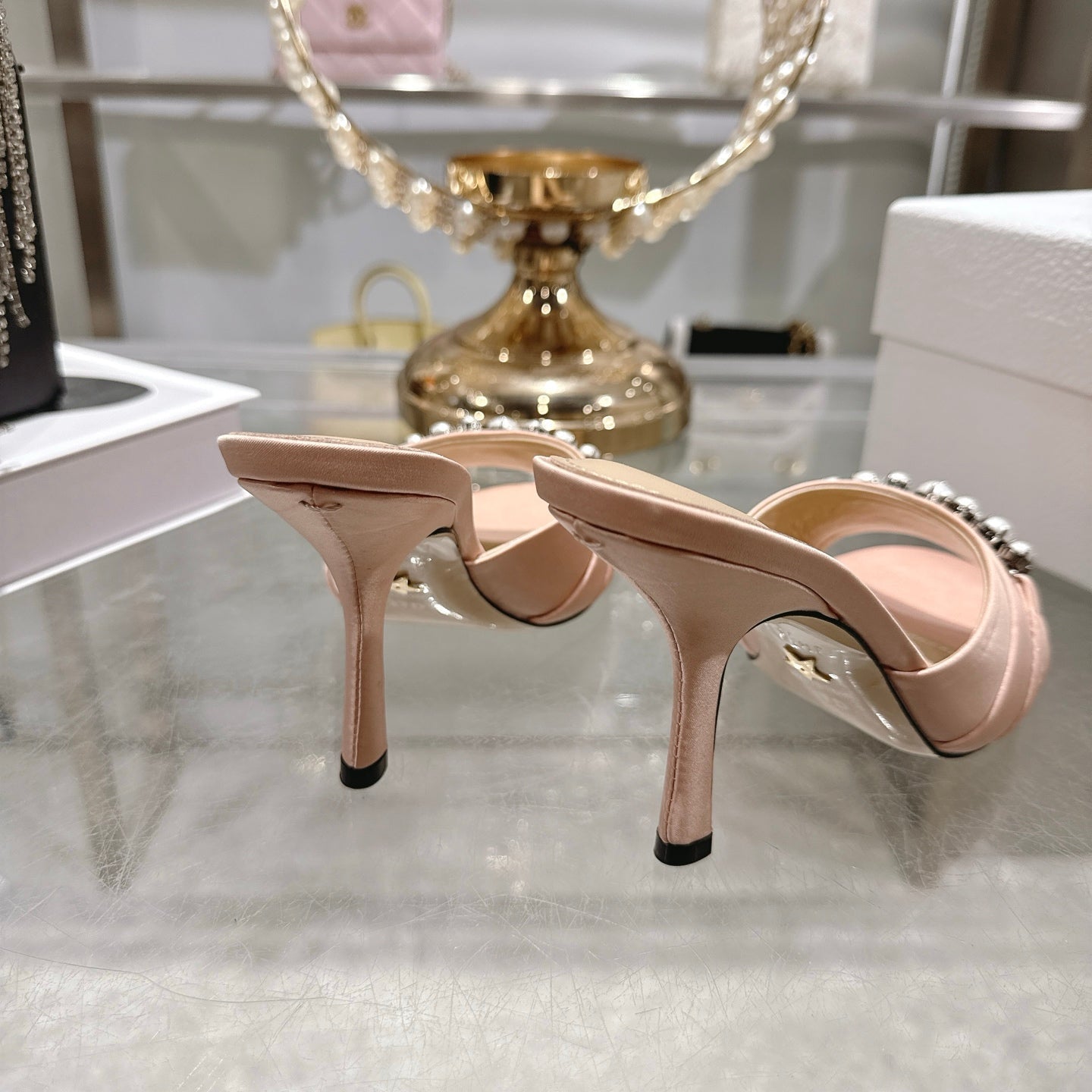 CD 26 High-Heeled Mules 85mm Pearl Light Pink Leather 592248