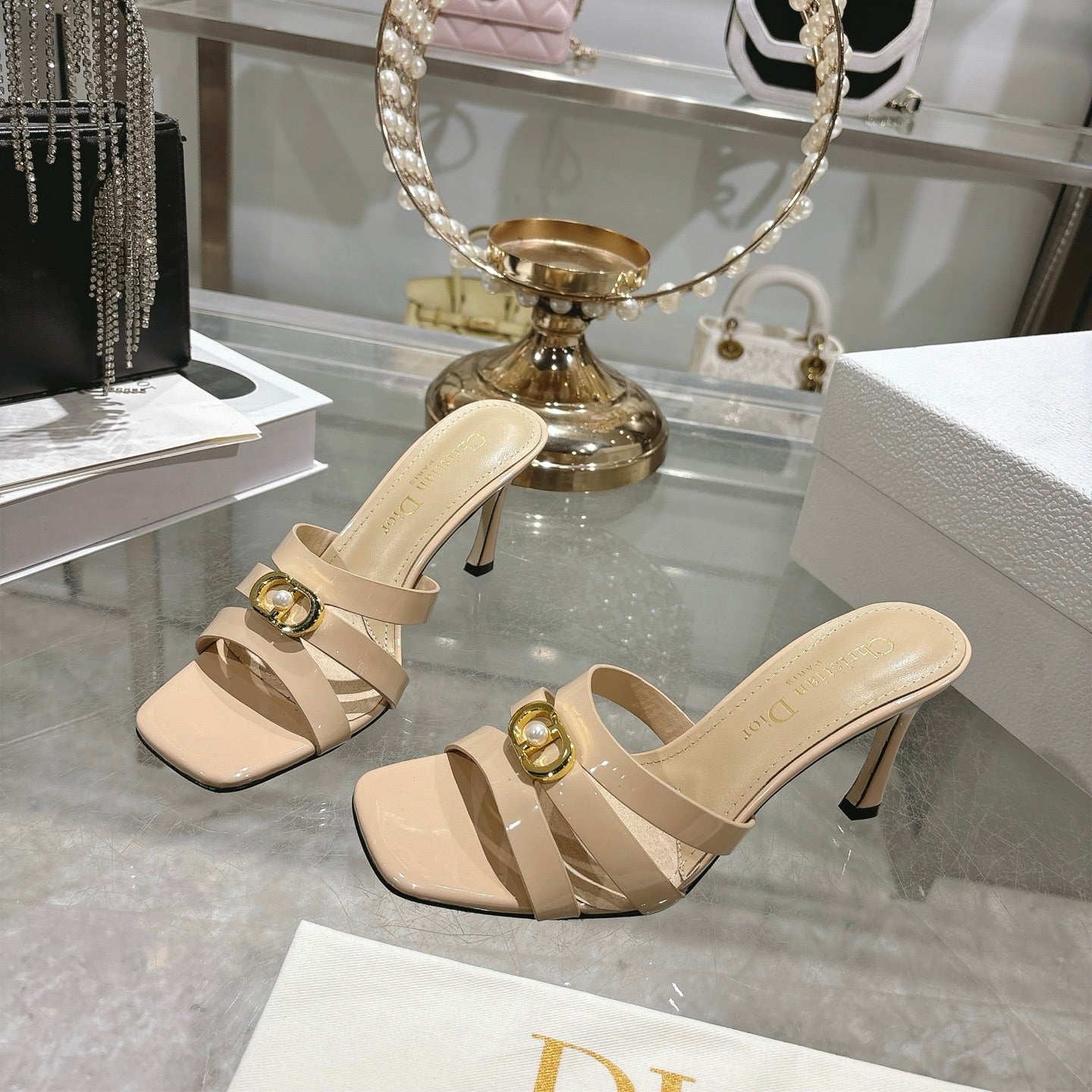 CD 26 High-Heeled Sandals 75mm Leather 592256
