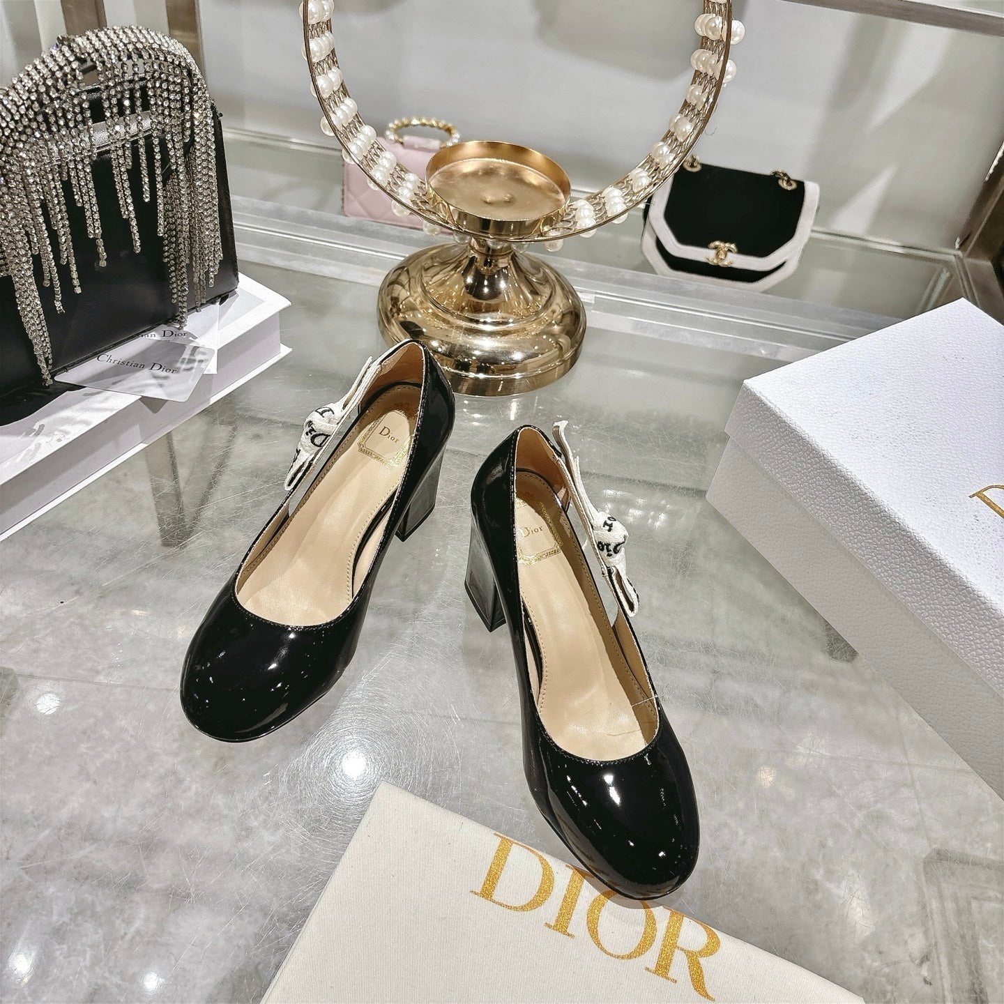 CD 26 Lolita High-Heeled 85 Black Beige Patent Leather 679734