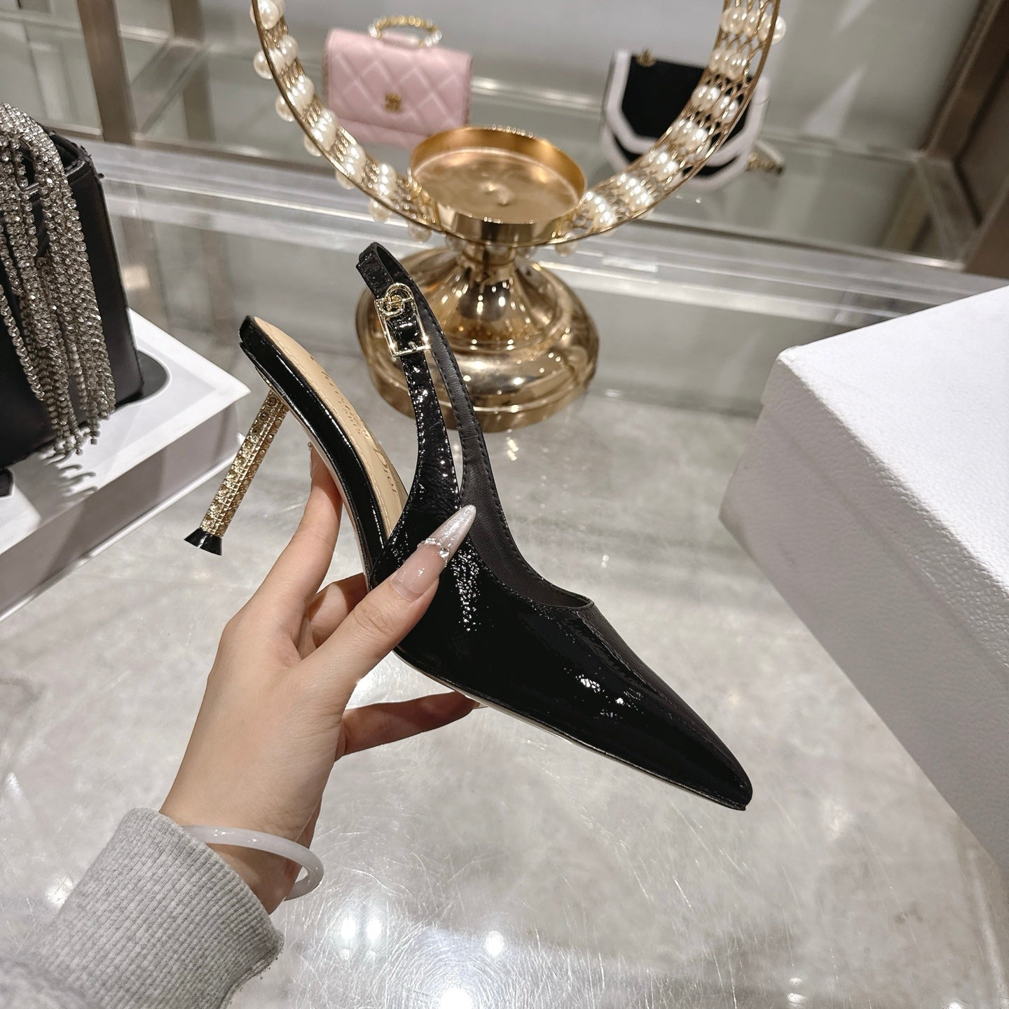 CD 26 Slingback 80 Black Beige Patent Leather 679853