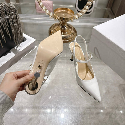 CD 26 Mary Jane High Heels 80 White Patent Leather 679858