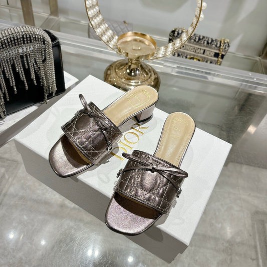 CD 26s Slippers Metallic Brown Beige Calfskin 679866