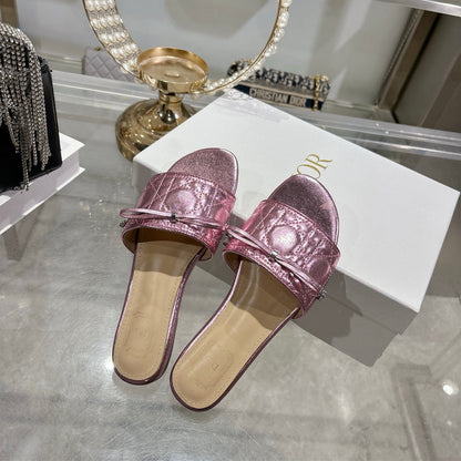 CD 26s Slippers Metallic Pink Beige Calfskin 679868