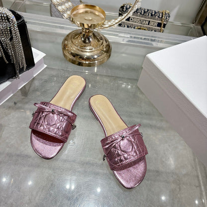 CD 26s Slippers Metallic Pink Beige Calfskin 679868