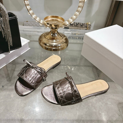 CD 26s Slippers Metallic Brown Beige Calfskin 679866