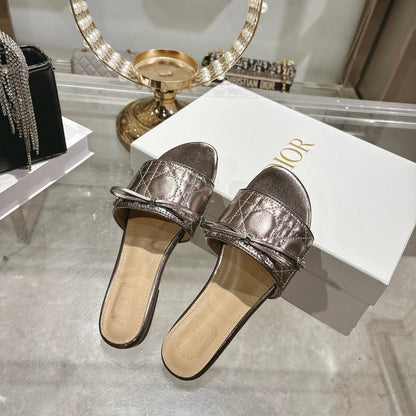 CD 26s Slippers Metallic Brown Beige Calfskin 679866