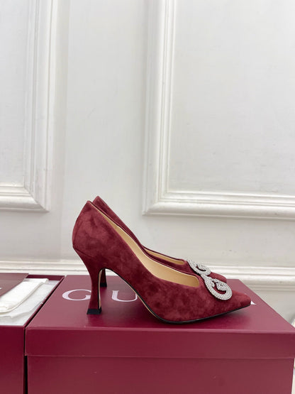 GG 26 High-Heeled 85 Pumps Burgundy Suede 587075