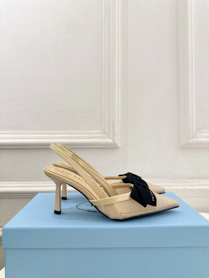 PRA 26S Pointed-Toe Slingback 75 Beige Mesh Sheepskin 631963
