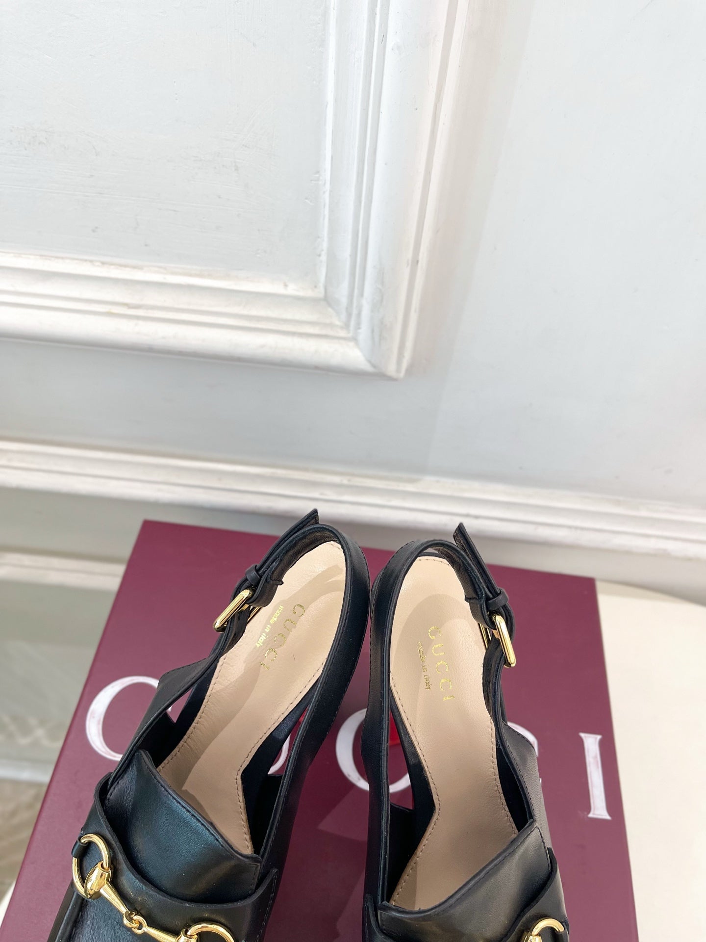 GG 26SS Platform Sandals 130 Black Sheepskin 640262