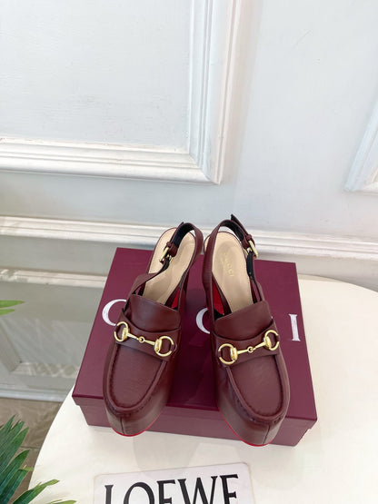 GG 26SS Platform Sandals 130 Burgundy Sheepskin 640263
