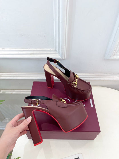 GG 26SS Platform Sandals 130 Burgundy Sheepskin 640263