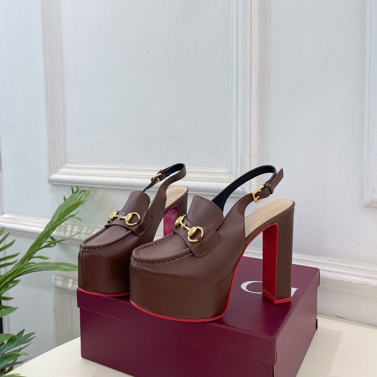 GG 26SS Platform Sandals 130 Brown Sheepskin 640265