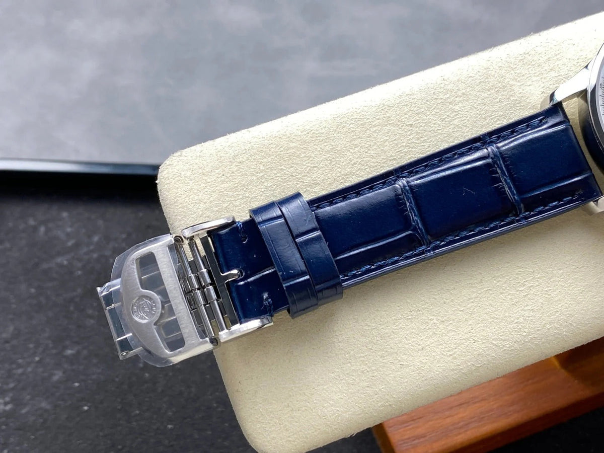 IWC Portuguese 41mm White Dial Steel Case Navy Blue Crocodile Leather