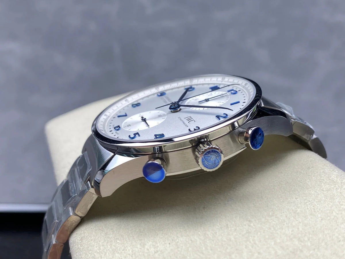 IWC Portuguese Silver 41mm Cream Dial Blue Numerals Steel Case