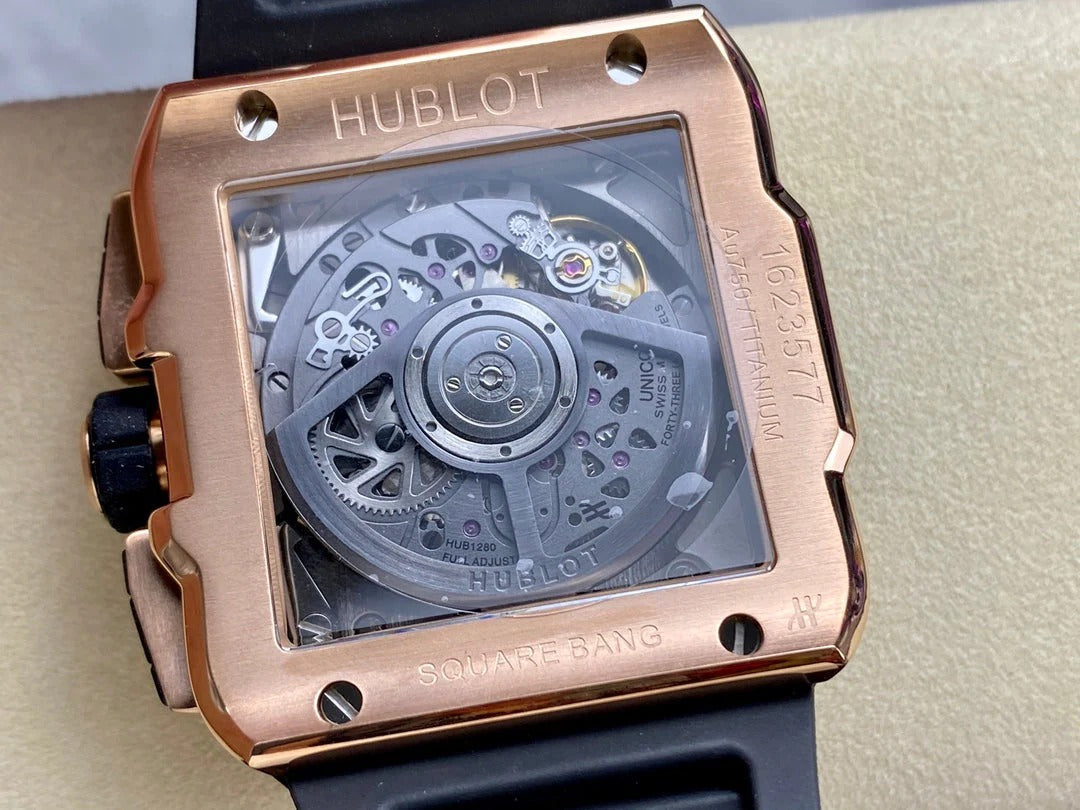 Hublot Square Bang Unico Rose Gold Ceramic 42mm Creamic Benzel Watch