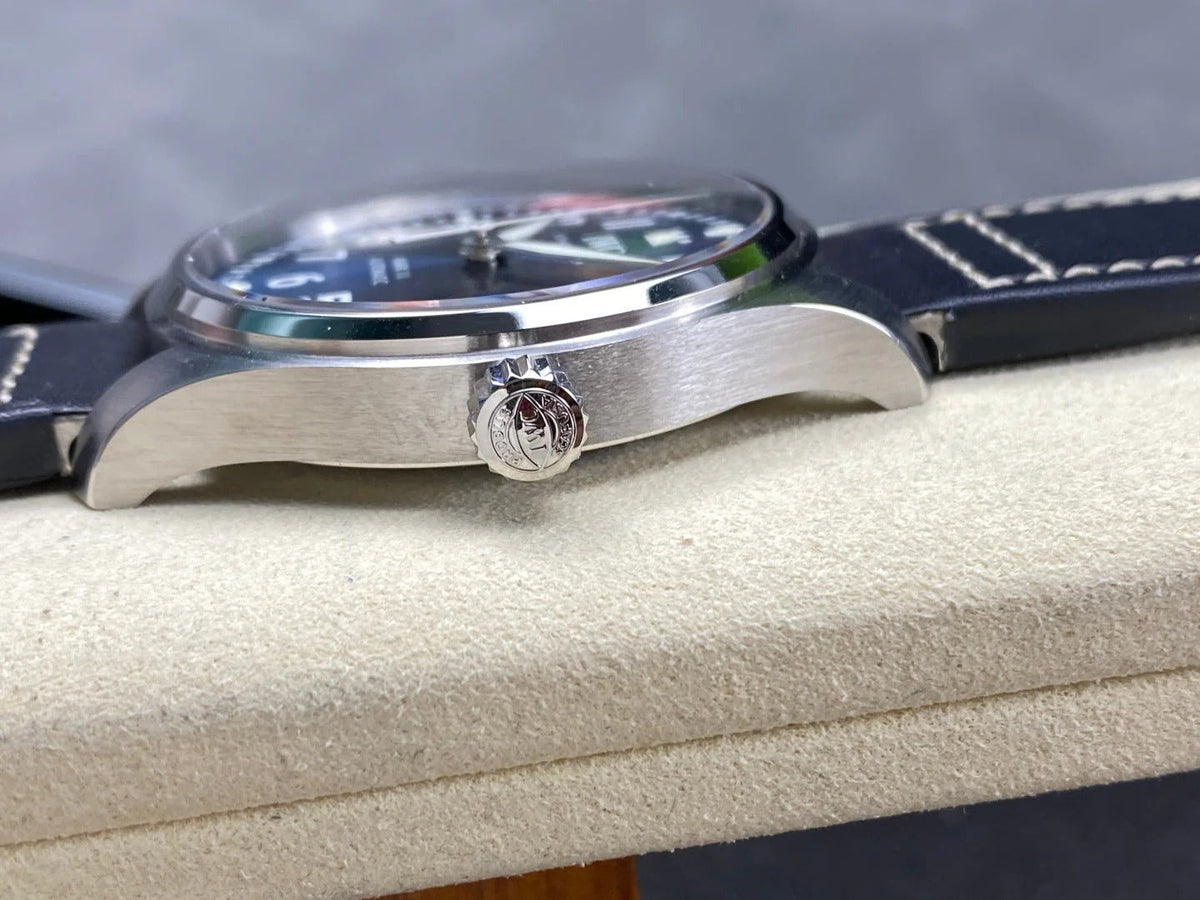 IWC Pilot 40mm Blue Dial Steel Case Navy Blue Leather Strap