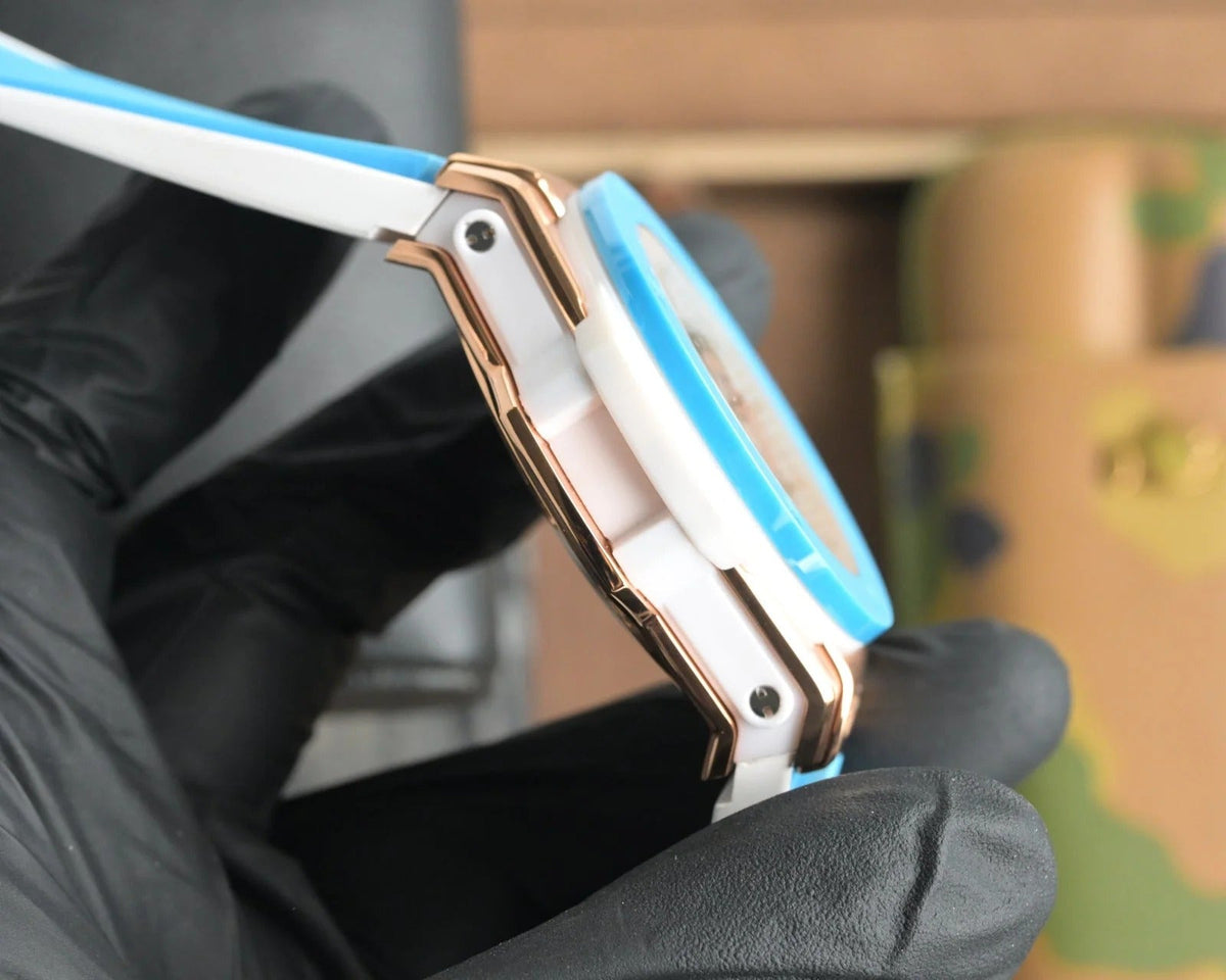 Hublot Big Bang Unico 45mm Blue Benzel Rose Gold Case Blue Rubber Strap