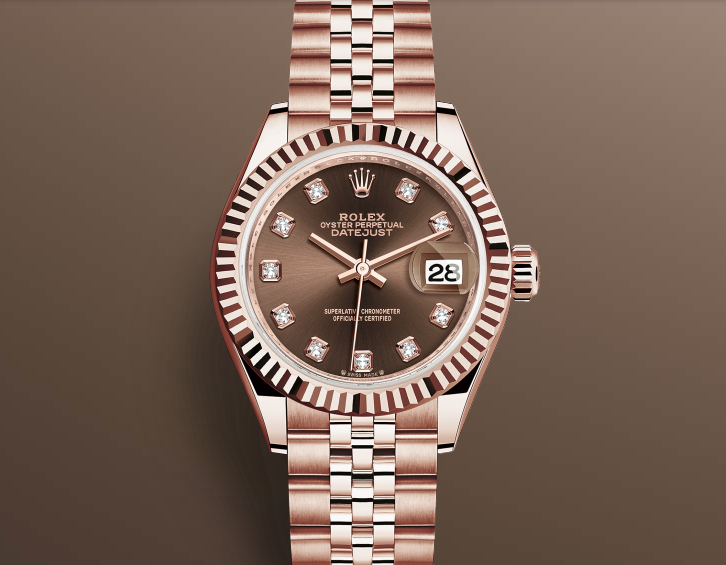 DATEJUST 28MM EVEROSE GOLD STEEL CHOCOLATE DIAL 279175
